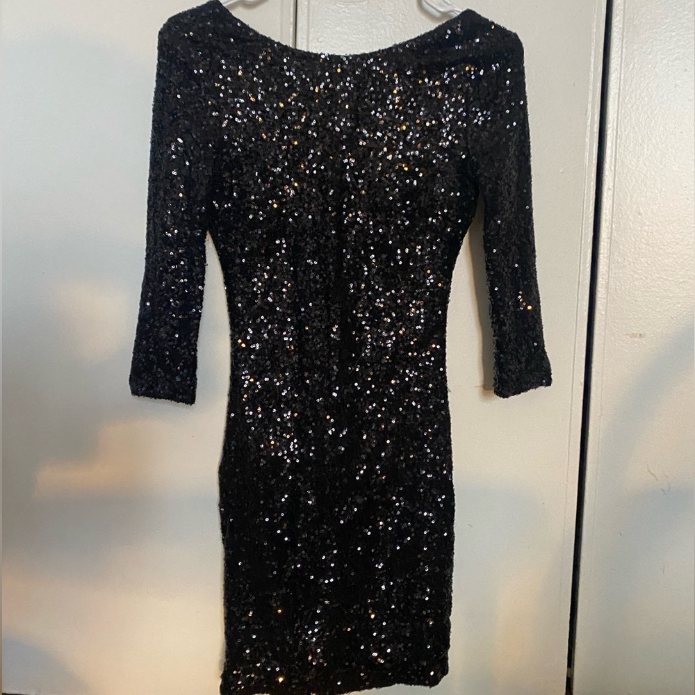 NYE Backless black sequin mini dress